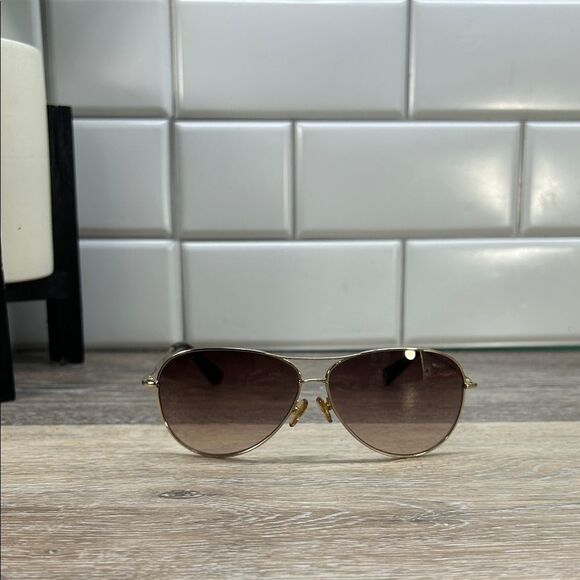 Tory Burch Gold Aviator Sunglasses - Picture 1 of 7